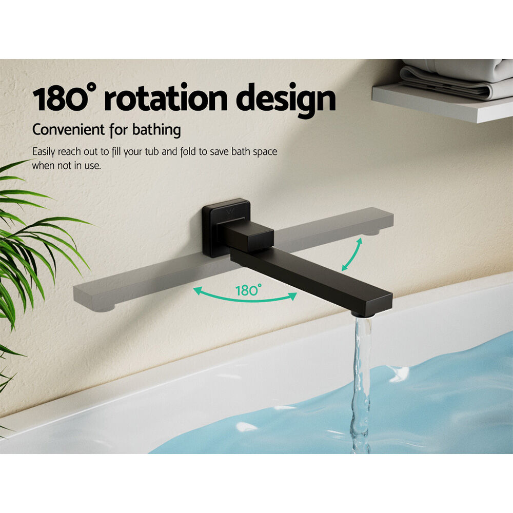 Bathroom Mixer Spout Wall Bath Tap Square Swivel Bathtub Black Price
