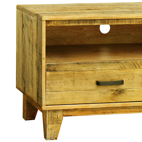 TV Cabinet with 3 Storage Drawers with Shelf in Wooden Entertainment Unit in Light Brown Colour Price