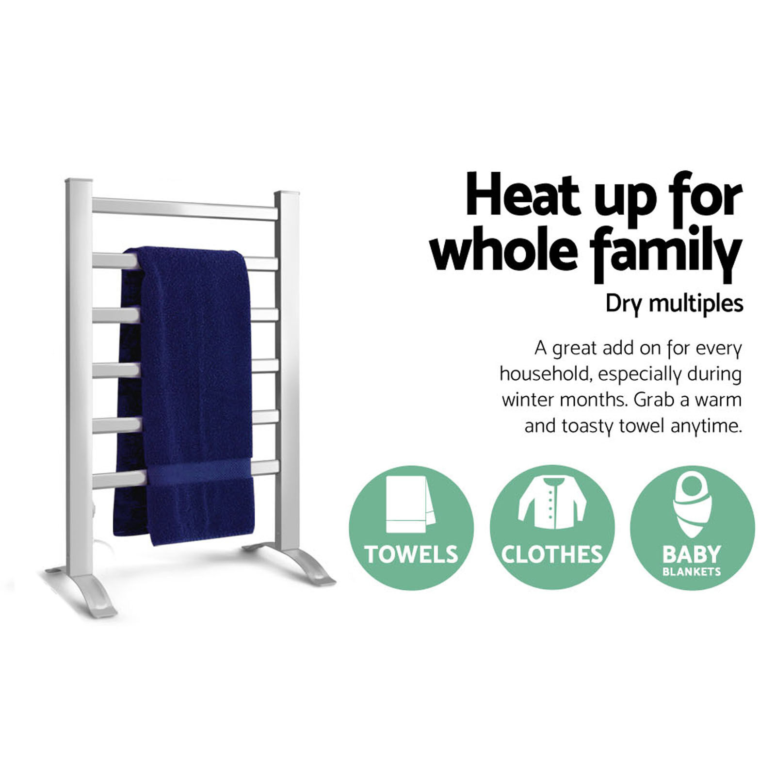 Devanti Electric Heated Towel Rail Rack 6 Bars Freestanding Clothes Dry Warmer Price