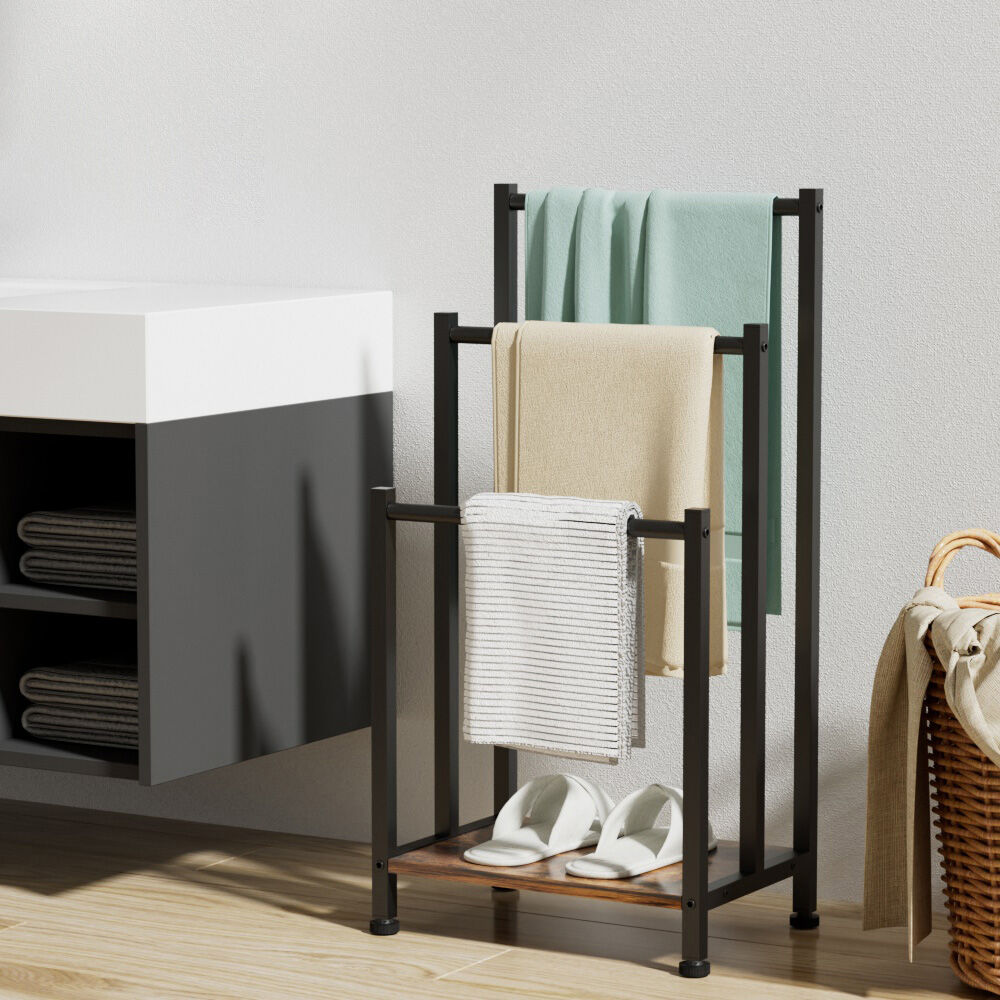 3 Tier Towel Rack Rail Freestanding Holder Bathroom Organizer Laundry Drying Bar Price