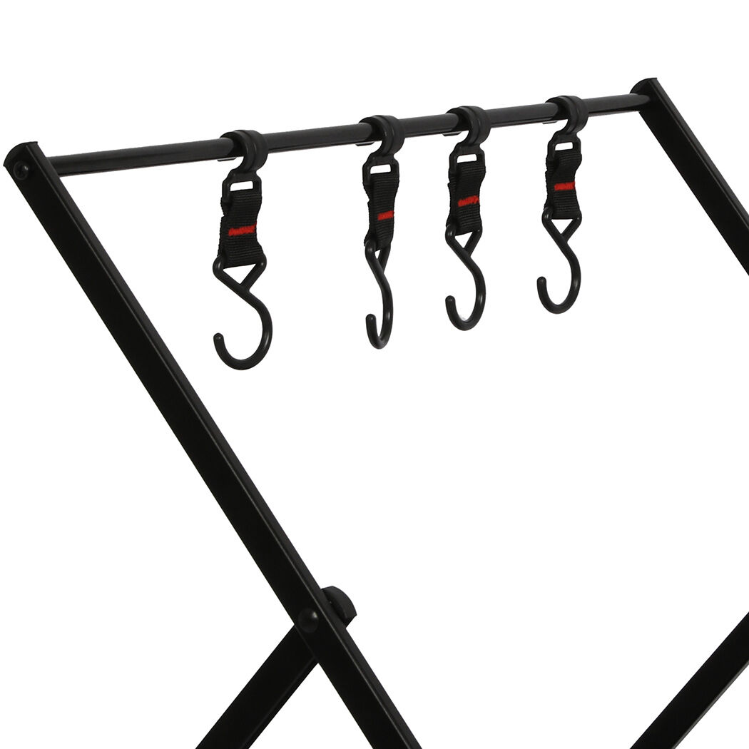 Foldable Camping Storage Shelves 2 Layer with Hooks Black Price