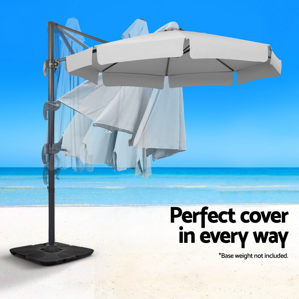 3m Outdoor Umbrella Cantilever 360 Degree Tilt Beach Roma Grey Price
