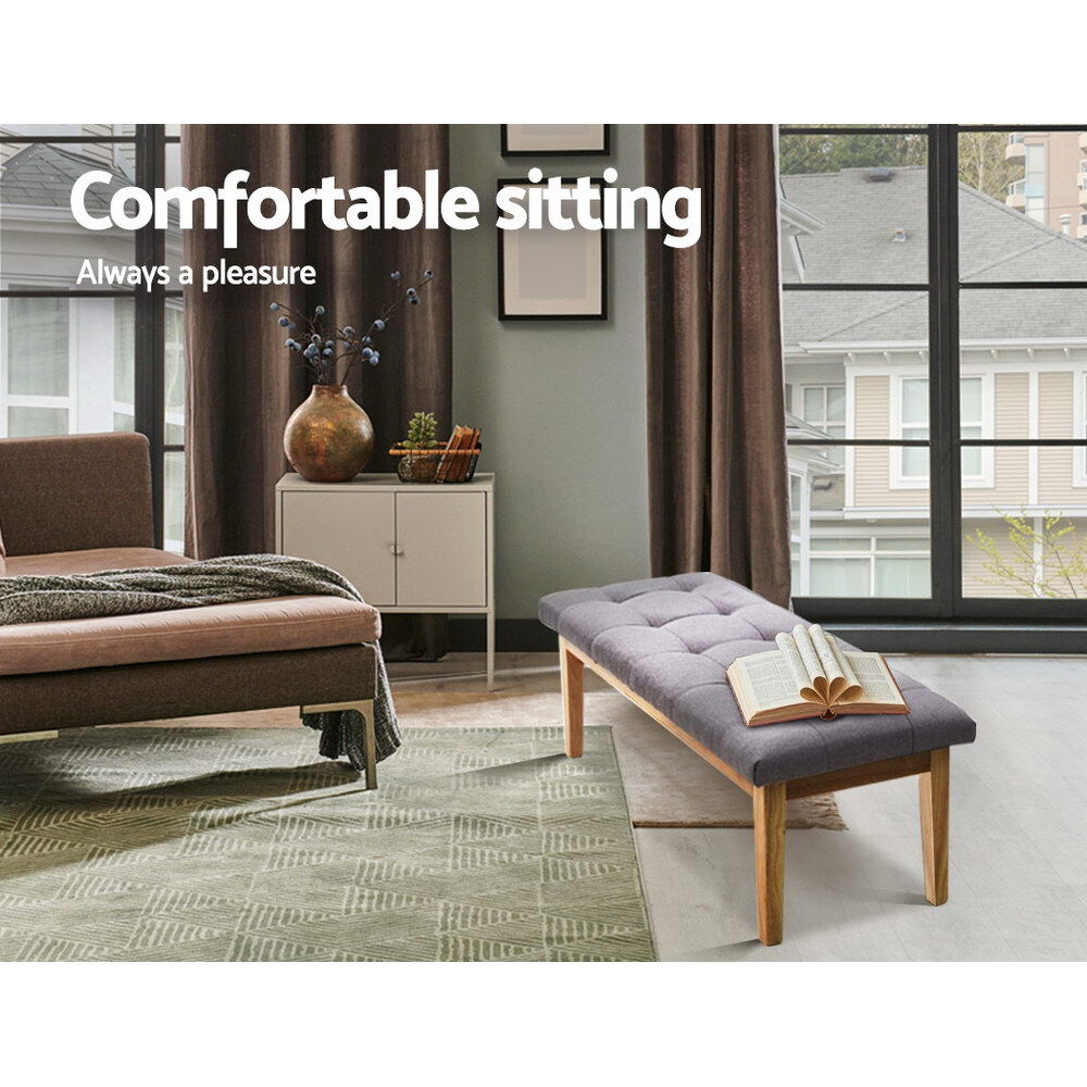 Artiss Ottoman Bench 120cm Foot Stool Linen Grey Price