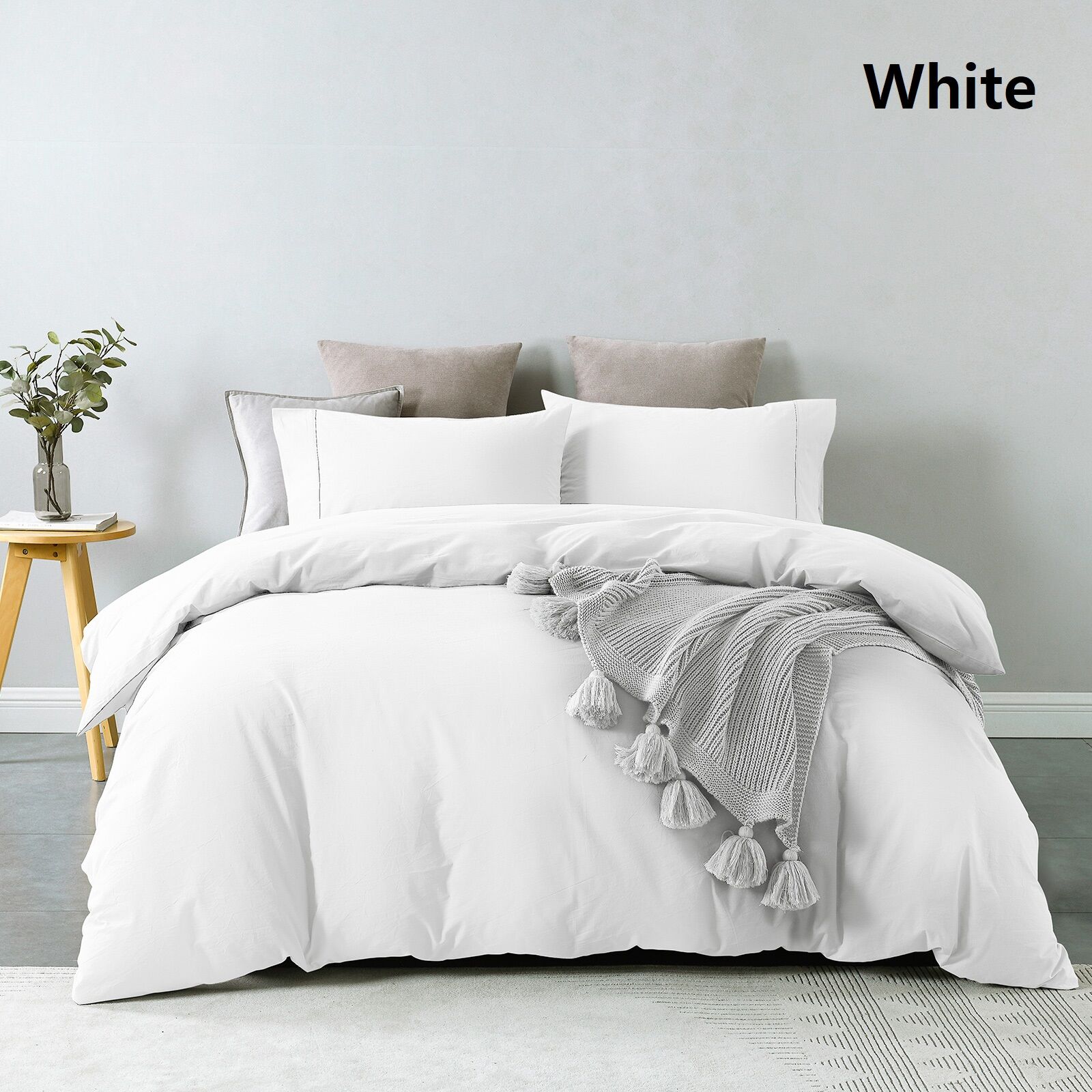 Royal Comfort Vintage Washed 100% Cotton Quilt Cover Set Bedding Ultra Soft - Single - White Price