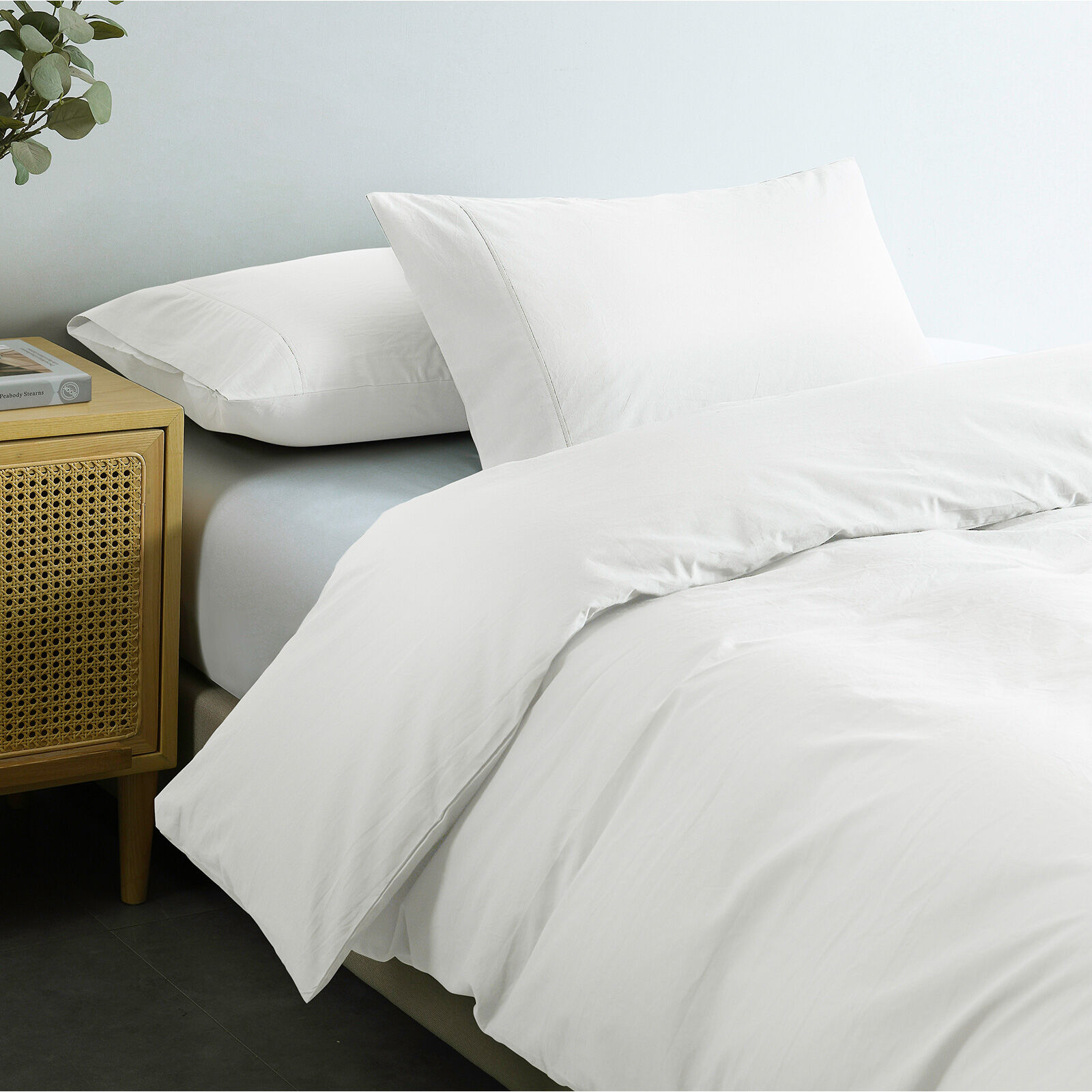 Royal Comfort Vintage Washed 100% Cotton Quilt Cover Set Bedding Ultra Soft - Double - White Price