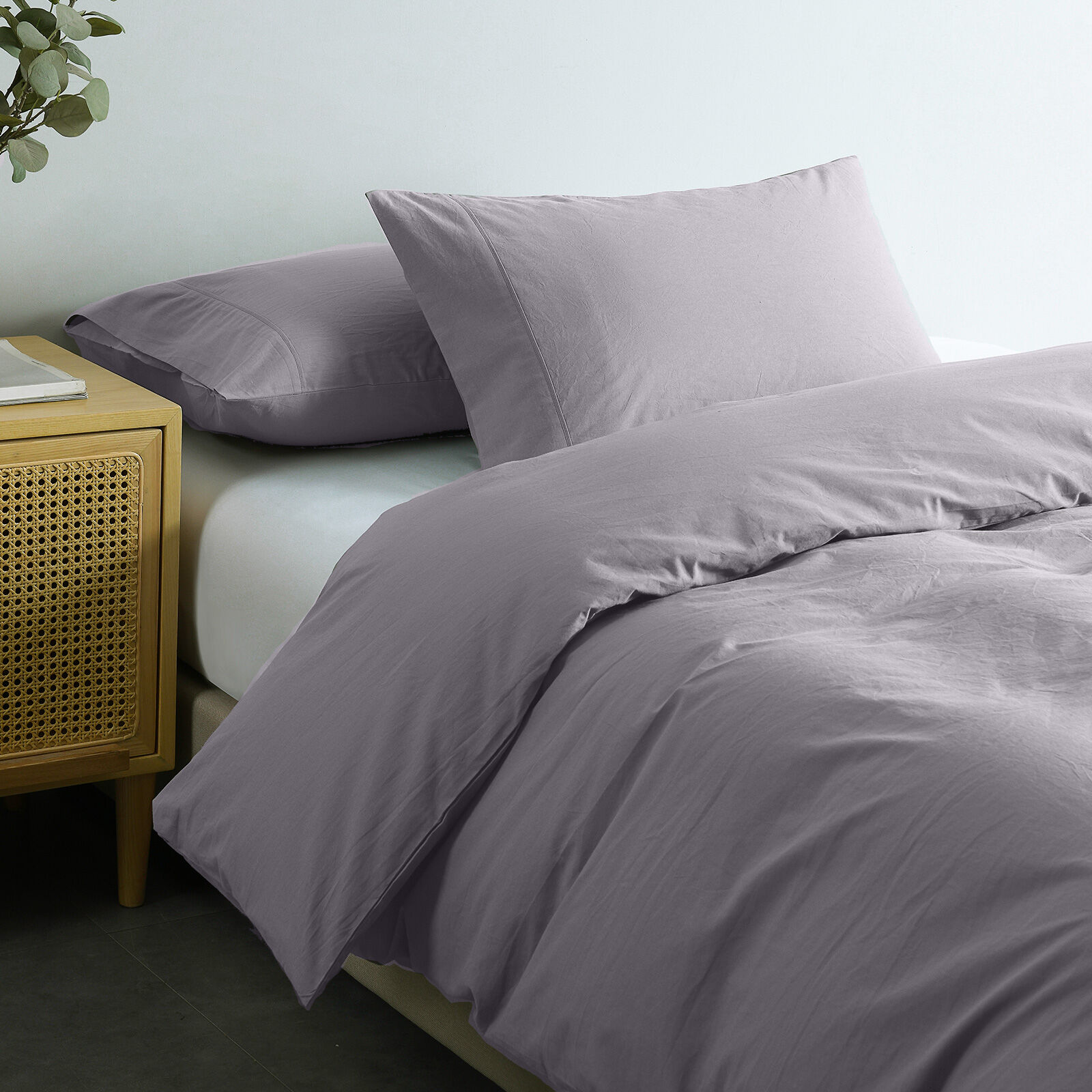 Royal Comfort Vintage Washed 100% Cotton Quilt Cover Set Bedding Ultra Soft - Double - Grey Price