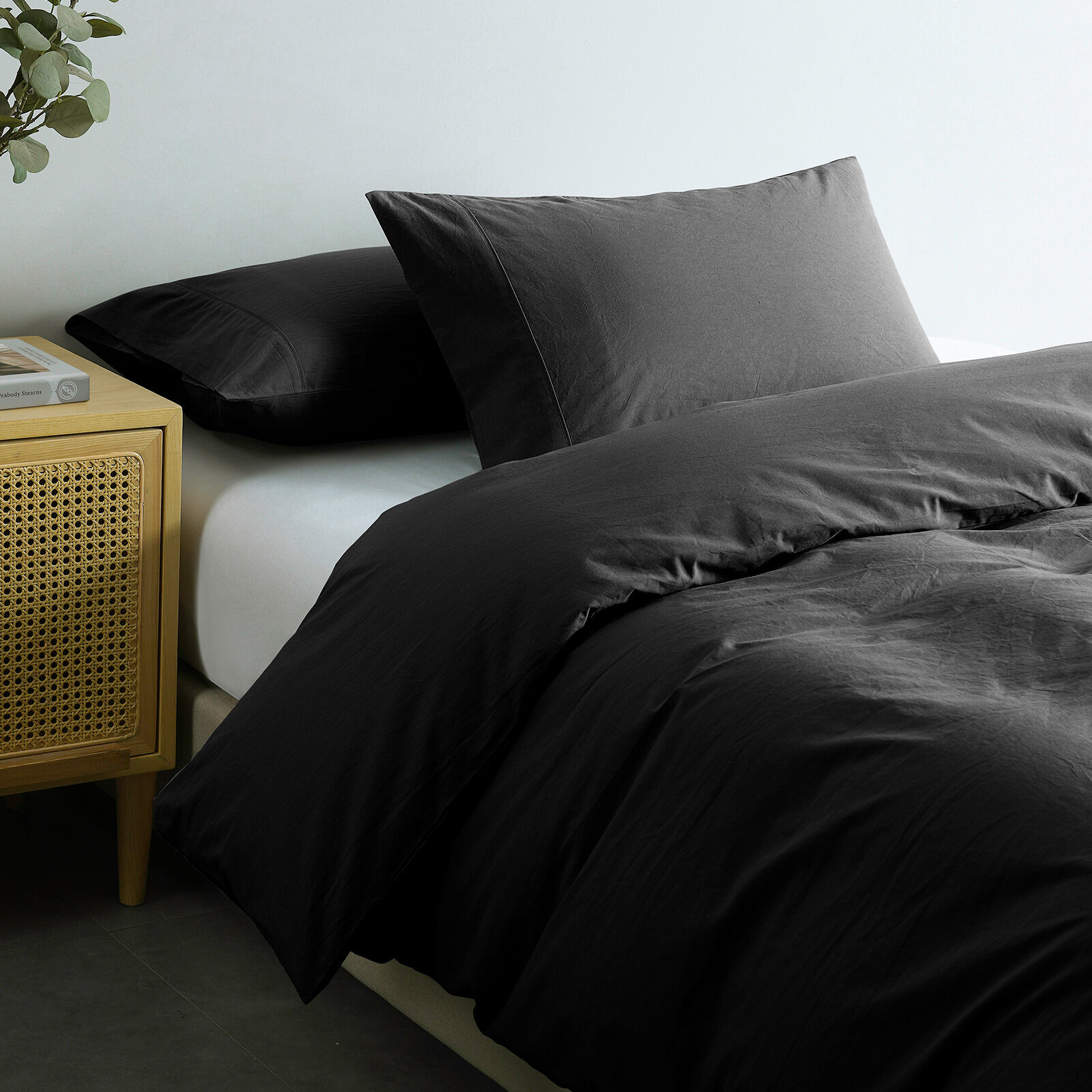 Royal Comfort Vintage Washed 100% Cotton Quilt Cover Set Bedding Ultra Soft - Double - Charcoal Price