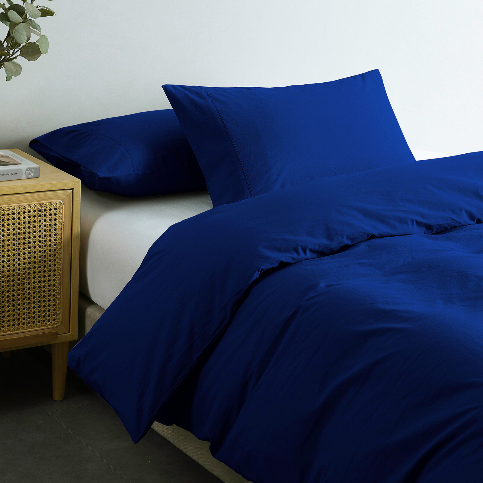Royal Comfort Vintage Washed 100% Cotton Quilt Cover Set Bedding Ultra Soft - Double - Royal Blue Price
