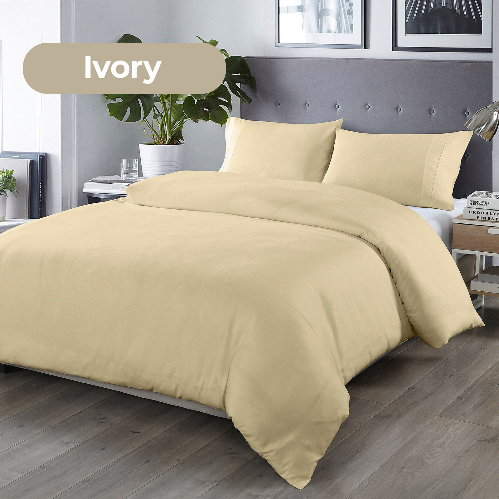 Royal Comfort Bamboo Blended Quilt Cover Set 1000TC Ultra Soft Luxury Bedding - Double - Ivory Price