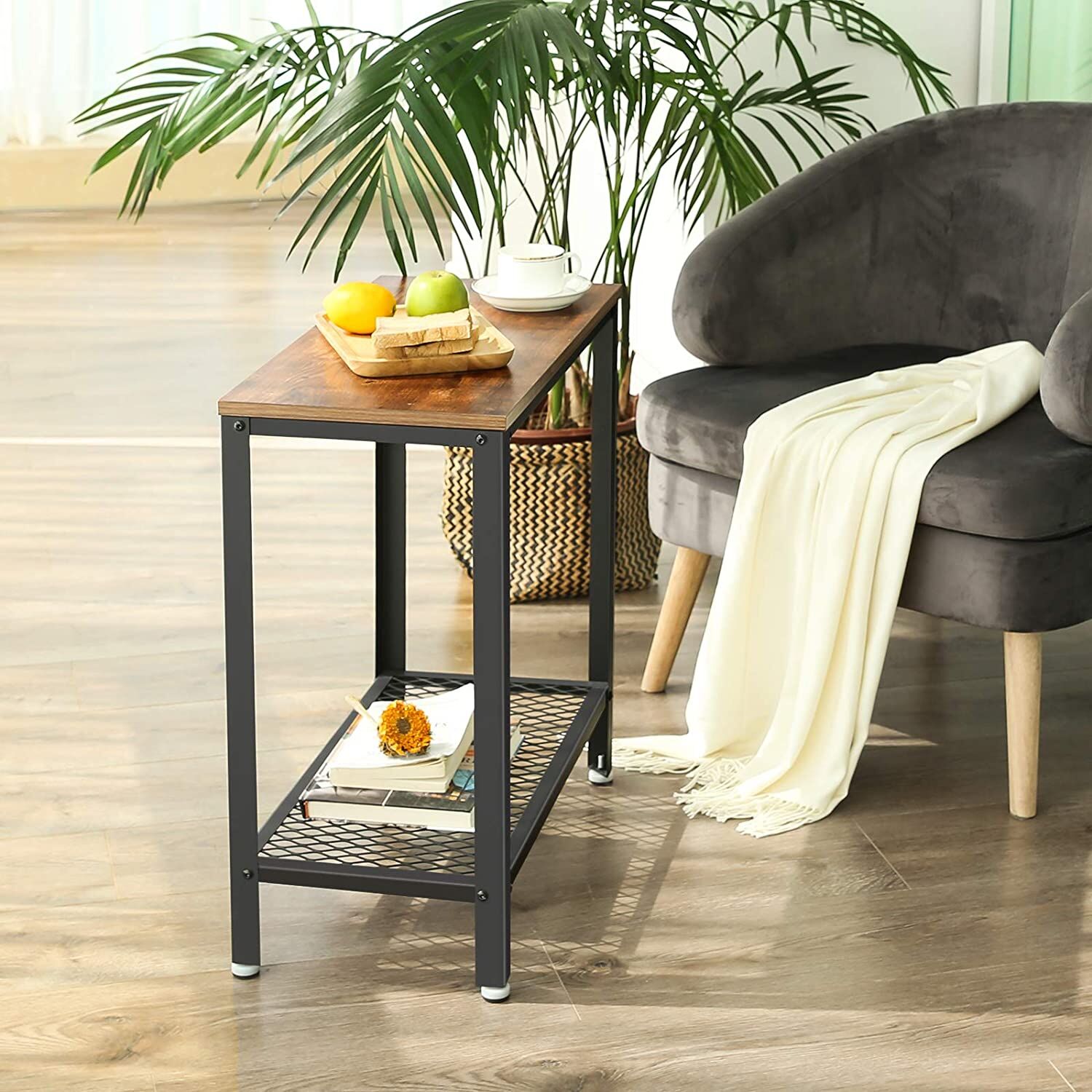 Waitangi Industrial Side Table 2-Tier With Mesh and Metal Frame Rustic Brown Price