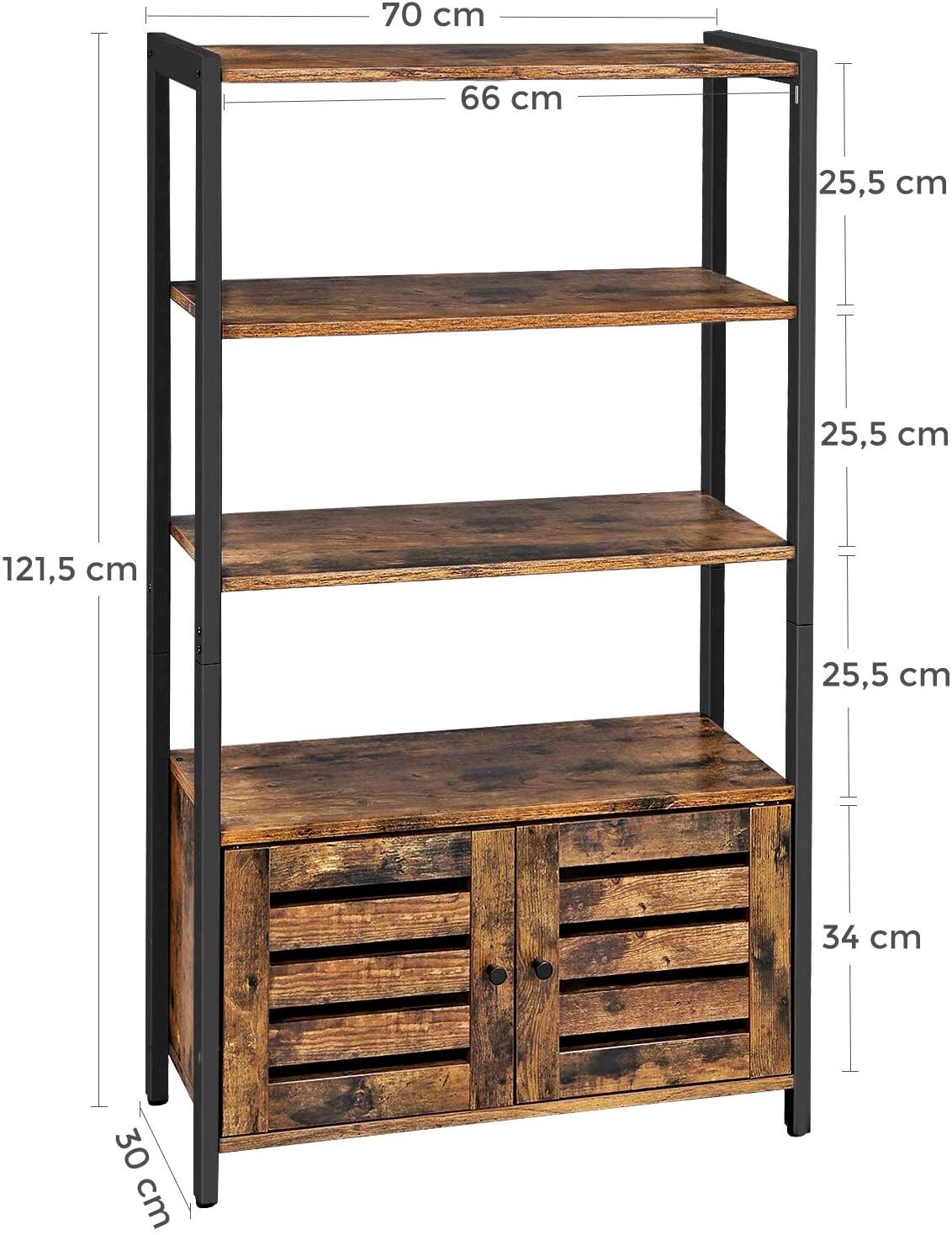 Floor-Standing Storage Cabinet and Cupboard with 2 Louvred Doors and 3 Shelves, Rustic Brown Price