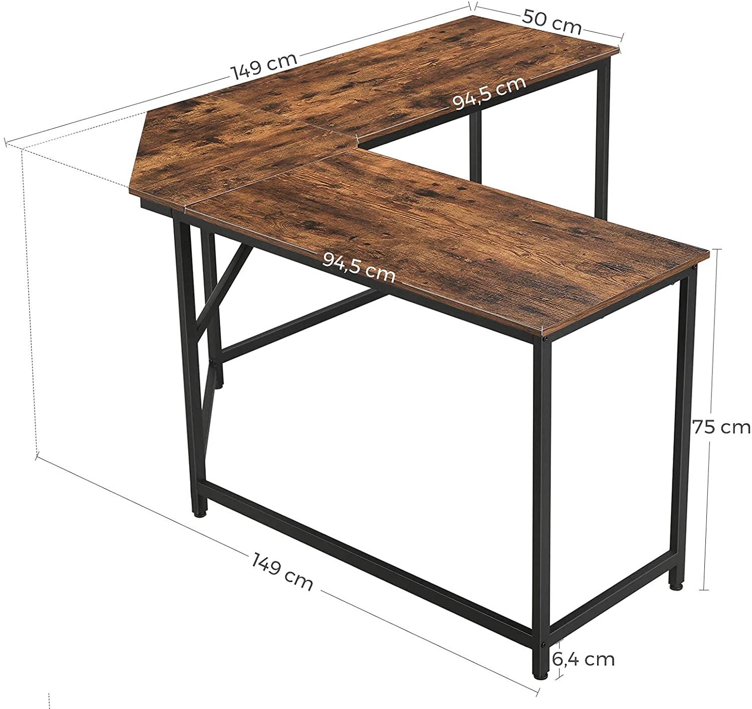 L-Shaped Computer Desk, Rustic Brown and Black Price