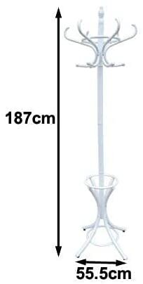 White Coat Rack with Stand Wooden Hat and 12 Hooks Hanger Walnut tree Price