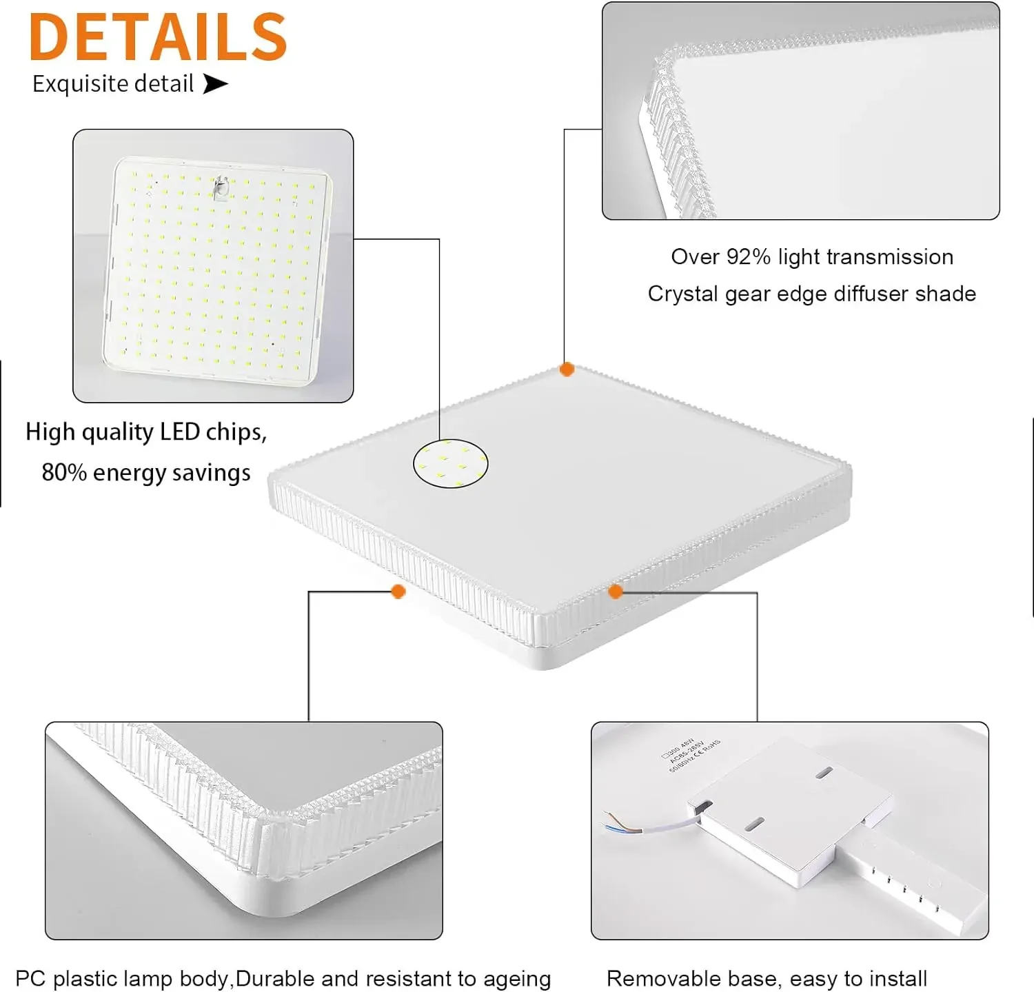 Flush Mount Ceiling Lights LED, White (30cm 48W) Price