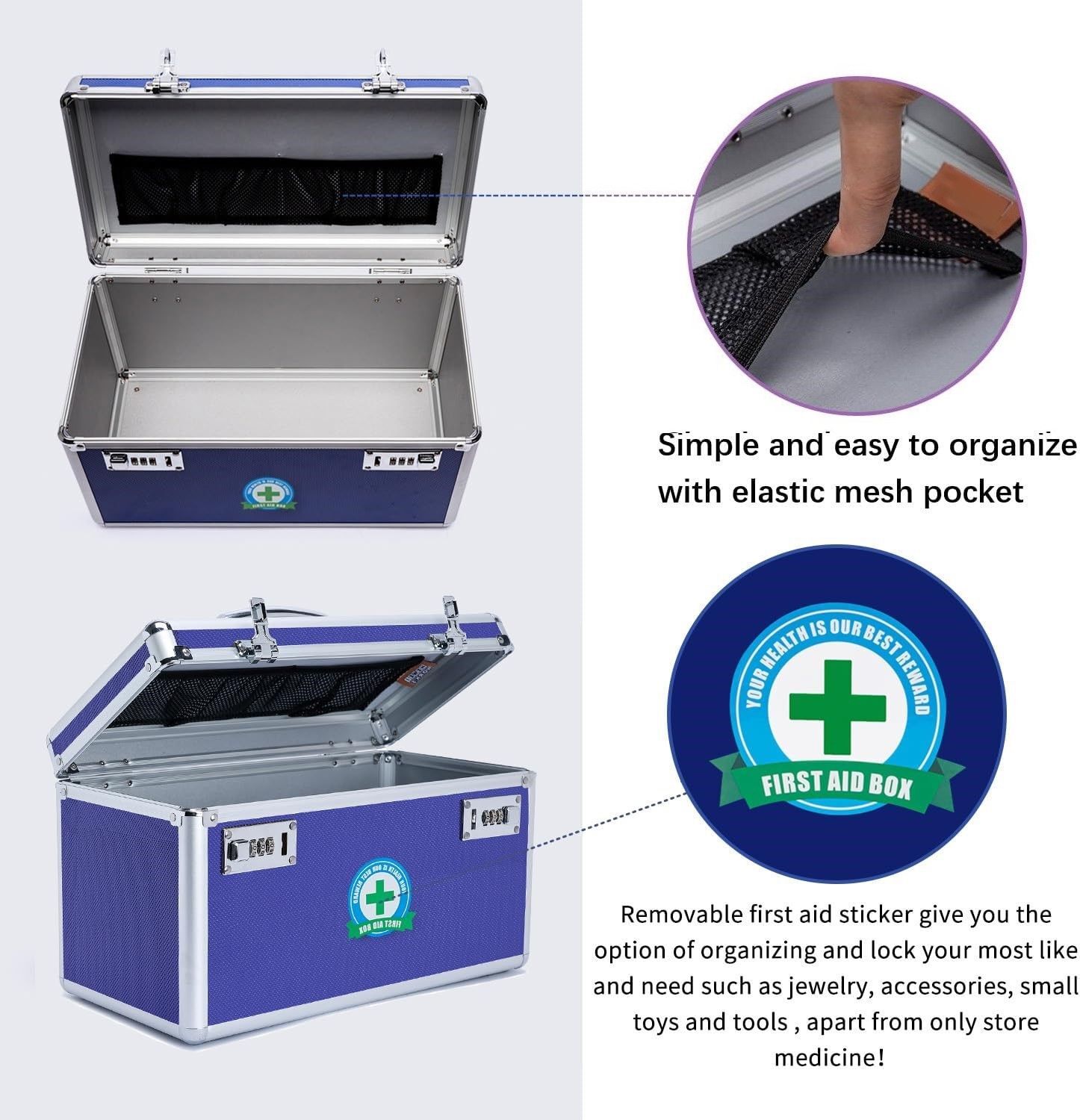 Locking Combination Medicine Box (Blue/Large) Price