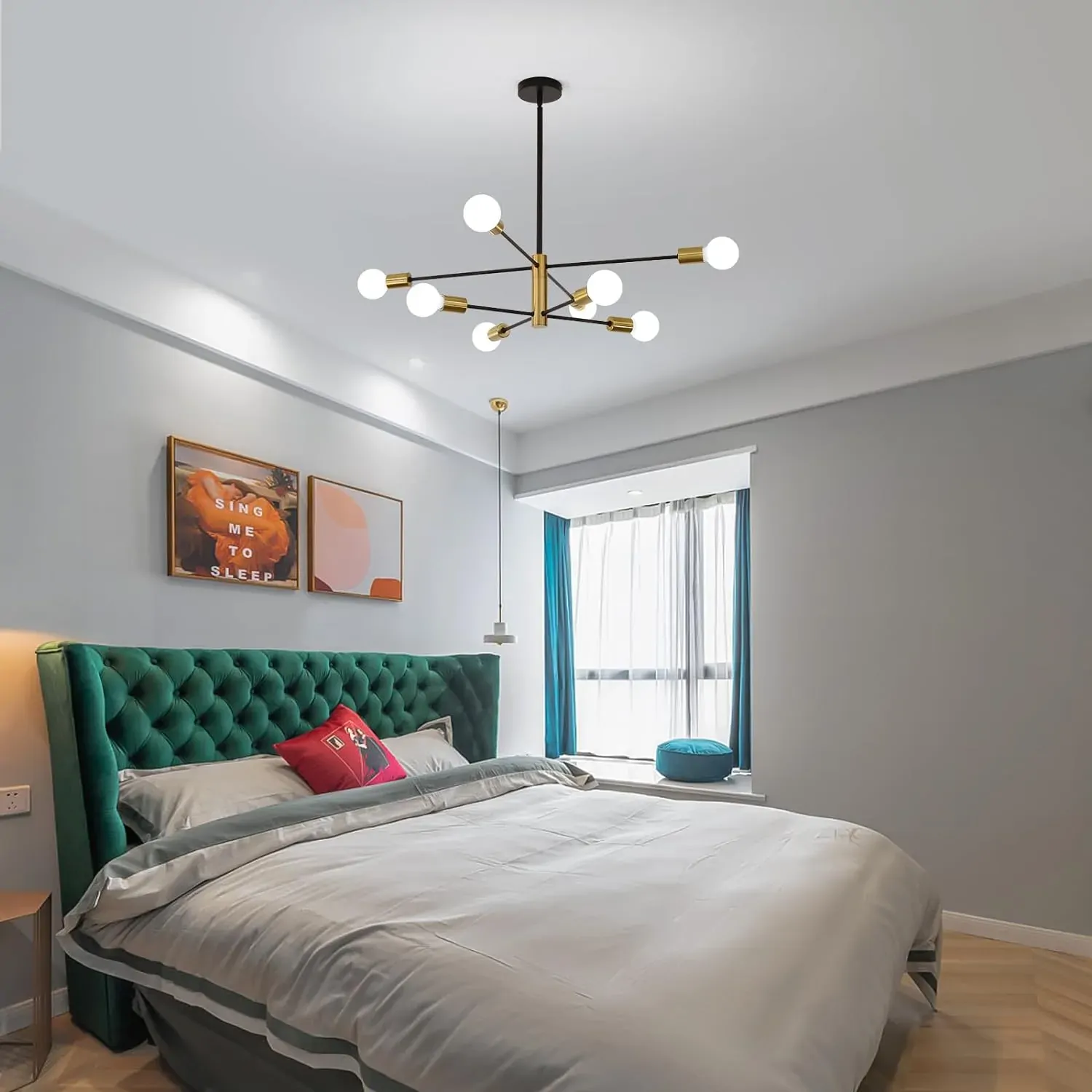 Sputnik Chandelier Modern Industrial, 8-Light , Black & Gold Price