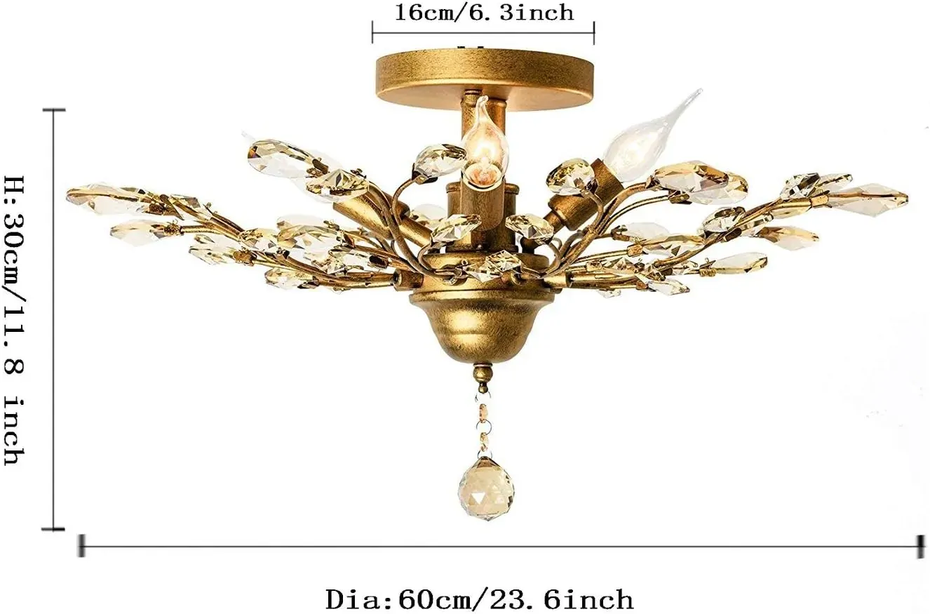 Crystal Chandelier Vintage, 4 Lights, Gold Price