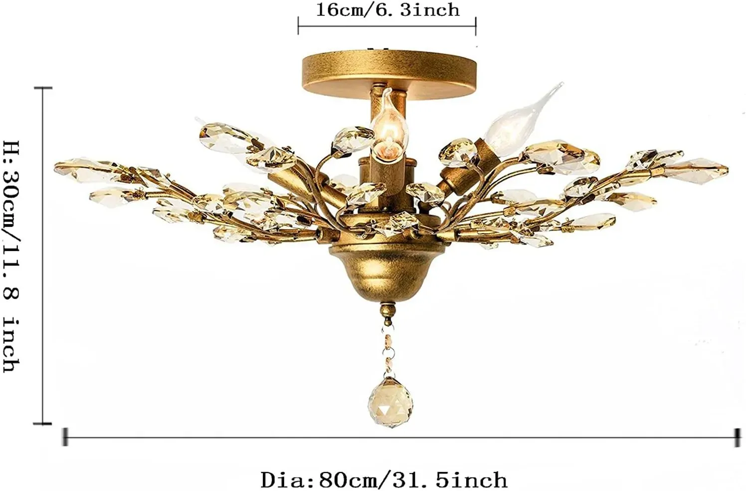 Crystal Chandelier Vintage, 5 Lights, Gold Price