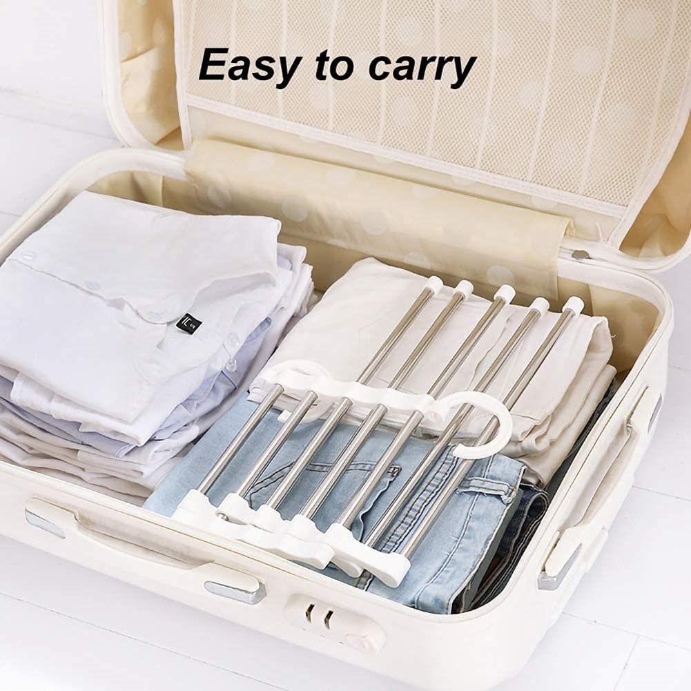 2 Pack Stainless Steel Adjustable 5 in 1 Pants Hangers Non-Slip Space Saving for Home Storage Price
