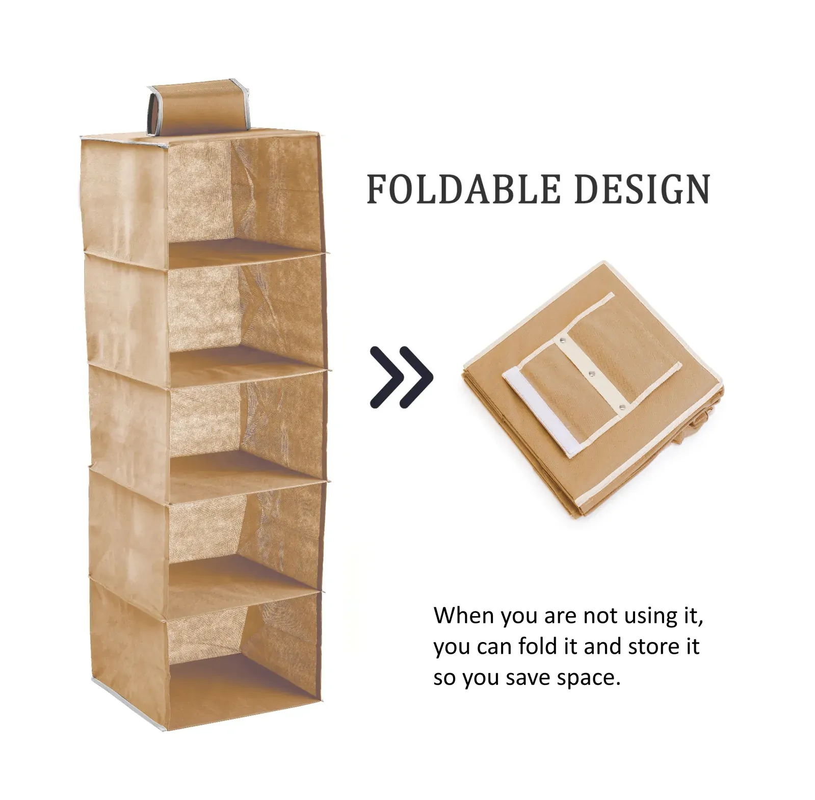 3 Pack 5-Tier Shelf Hanging Closet Organizer and Storage for Clothes (Beige) Price