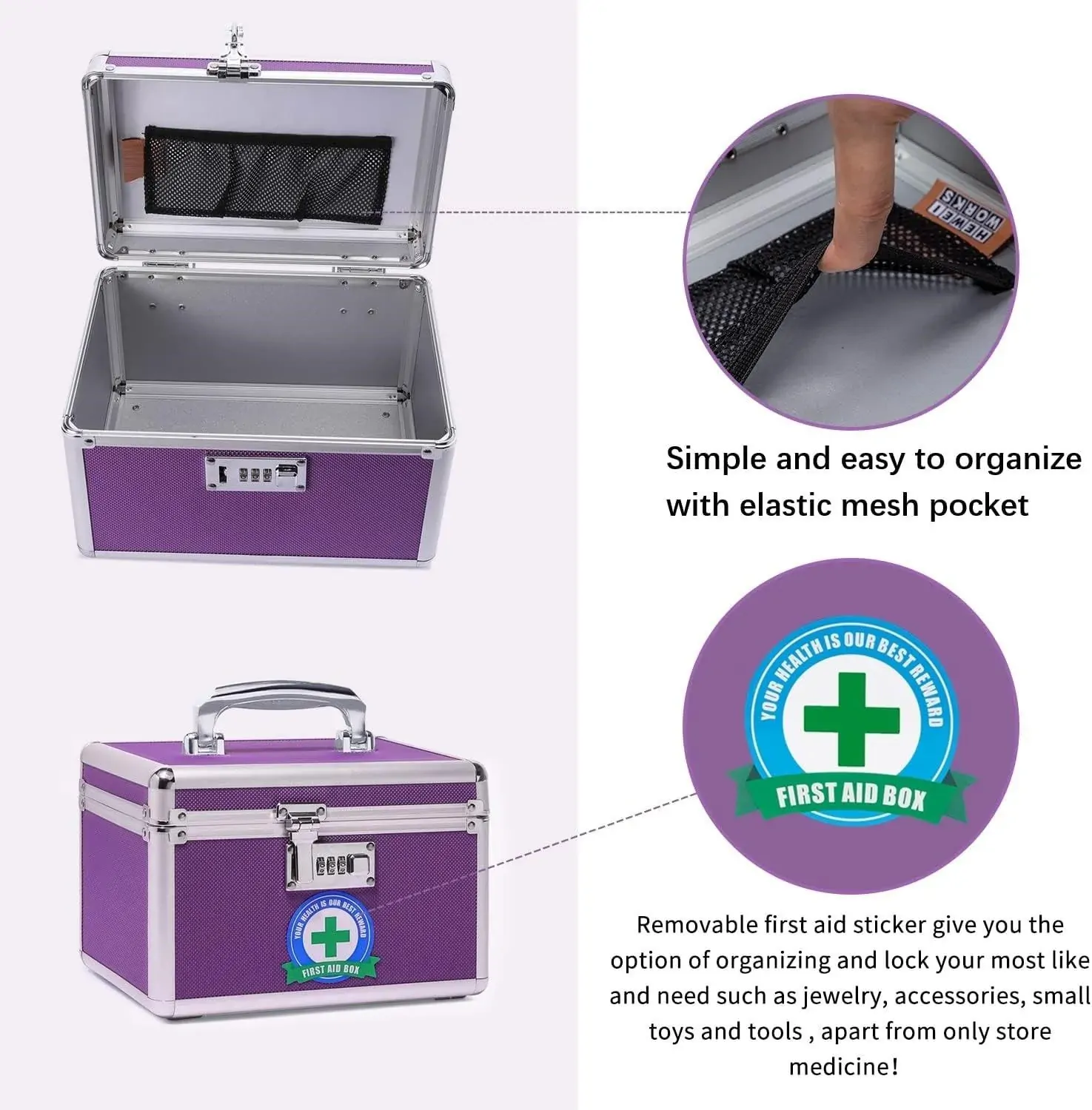 Locking Combination Medicine Box (Purple/Small) Price