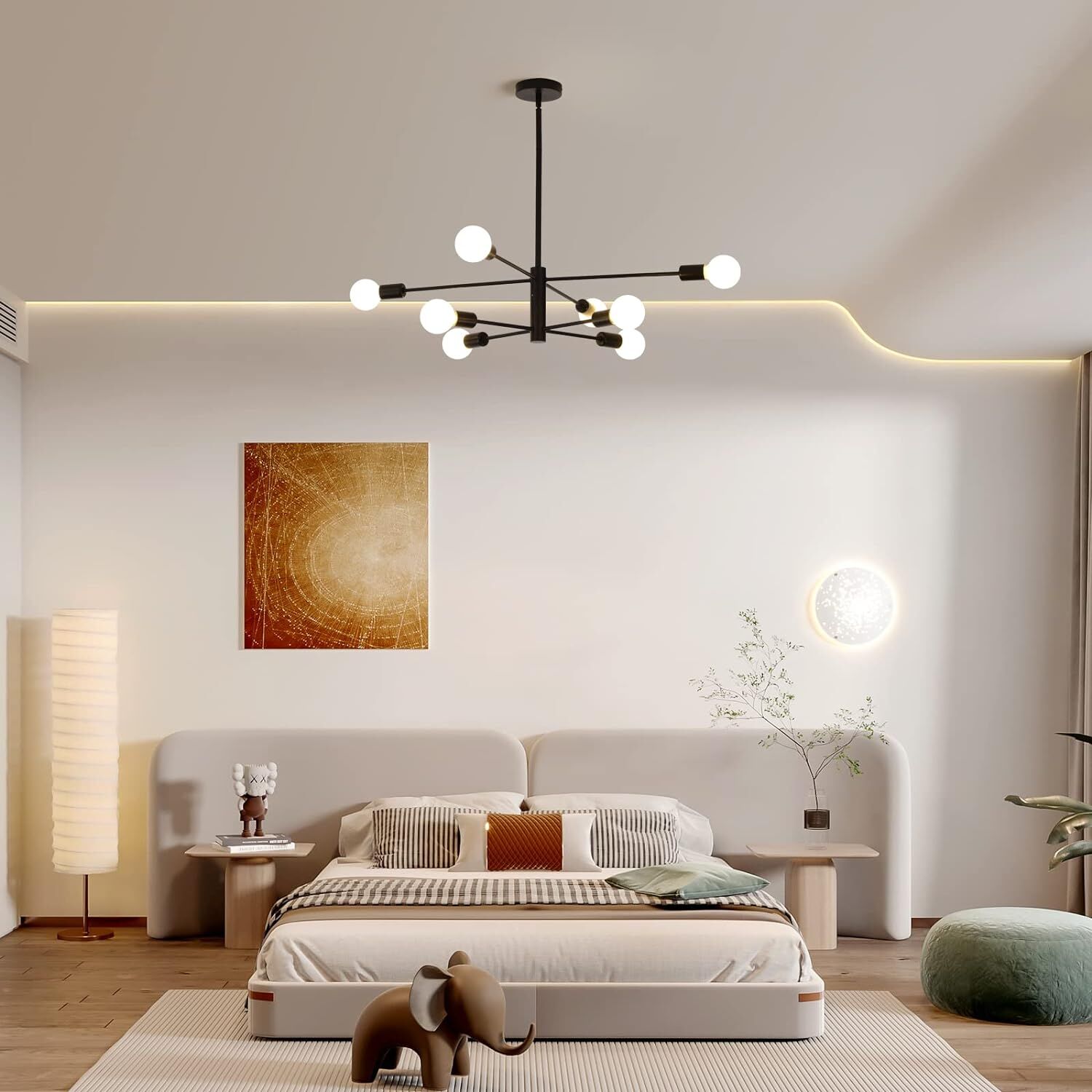 Modern Sputnik Chandelier, 8 Light, Black Price