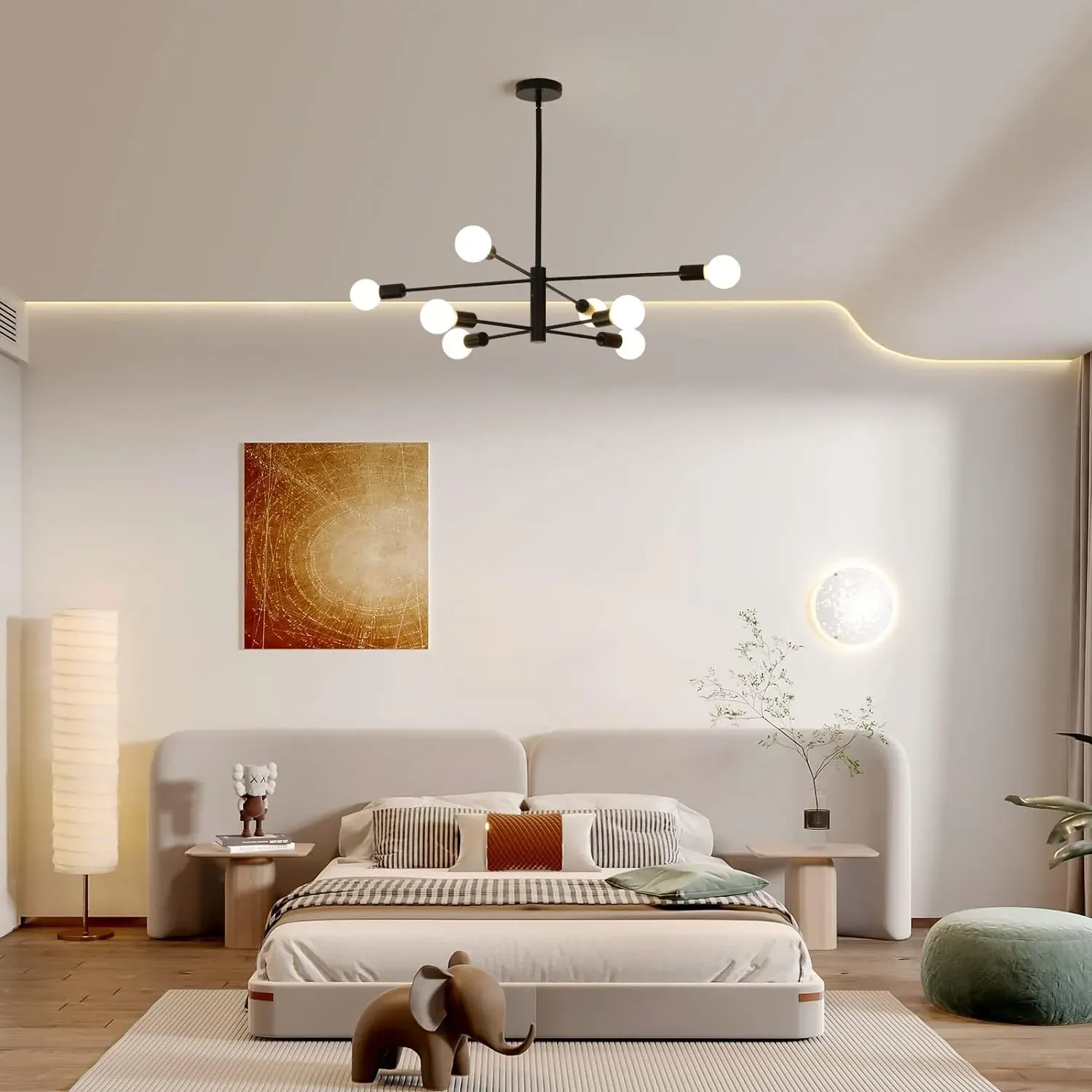 Modern Sputnik Chandelier, 8 Light, Black Price