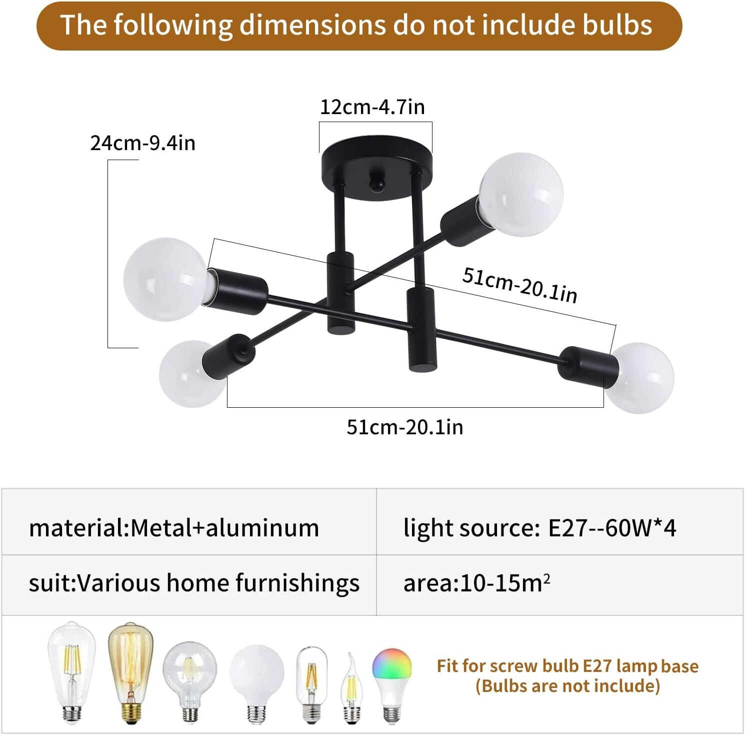 Mid Century Chandelier Modern, 4-Light Price