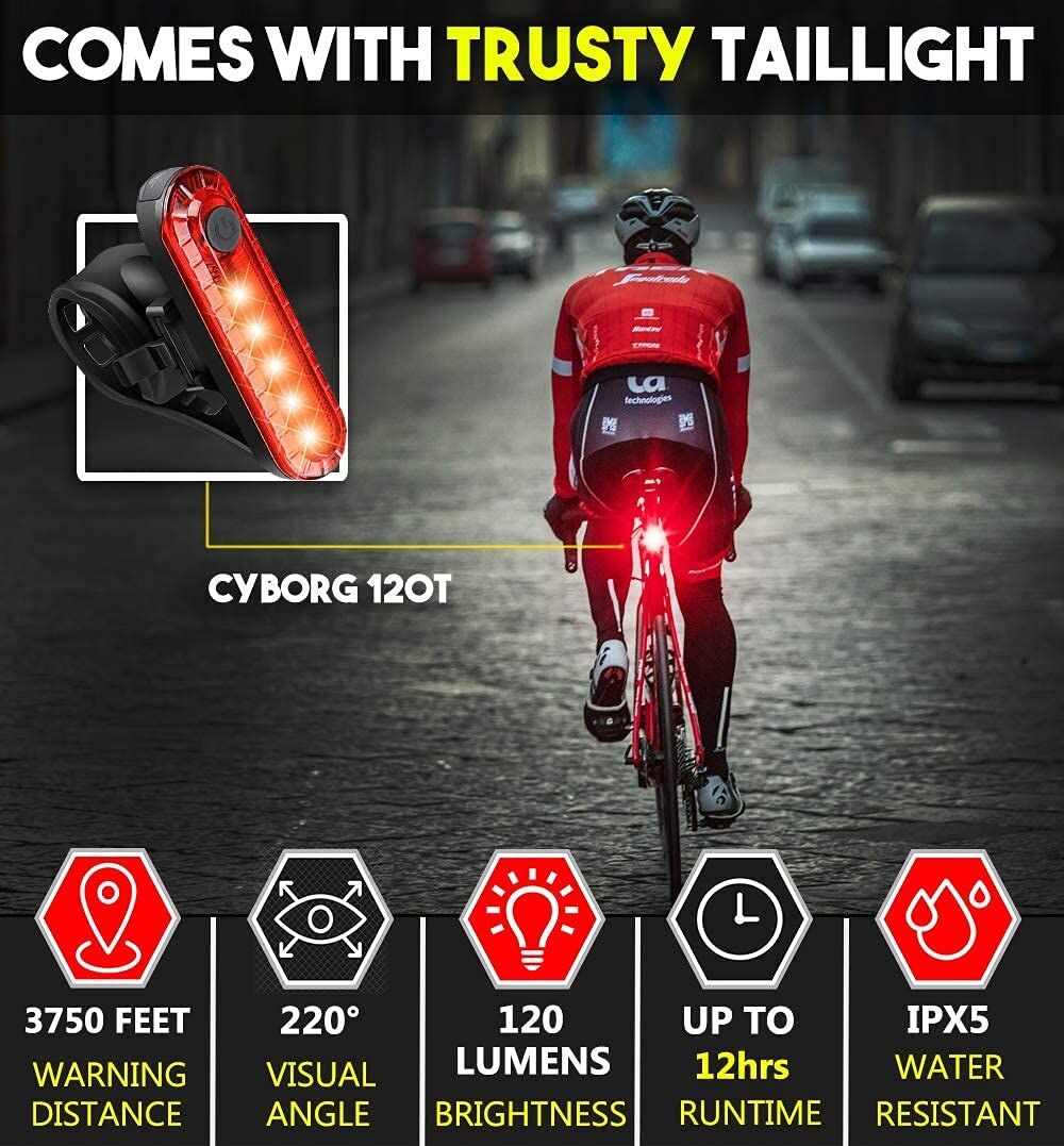 Waterproof Rechargeable LED Bike Lights Set (2000mah Lithium Battery, IPX4, 2 USB Cables) Price