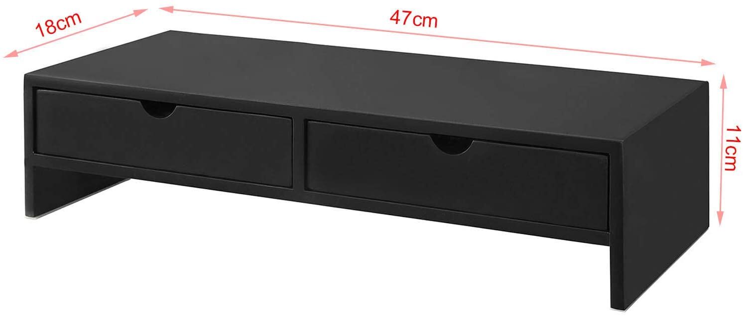 Black Monitor Stand Desk Organizer with 2 Drawers Price