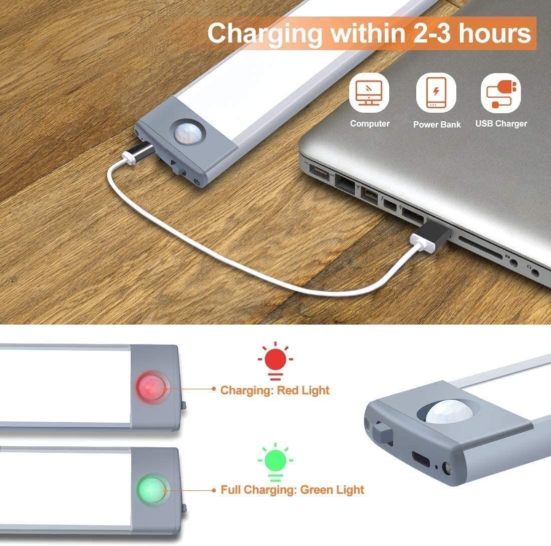 54 LED Rechargeable Under Cabinet Night Lighting for Kitchen and Bedroom (Sliver and White Light) Price