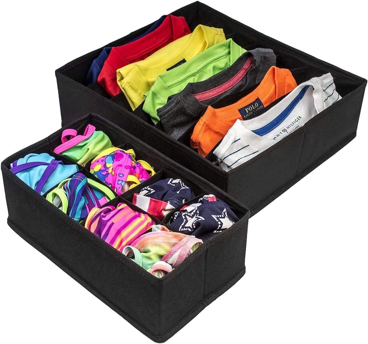 4 Pack Foldable Drawer Dividers Storage Boxes (Black) Price