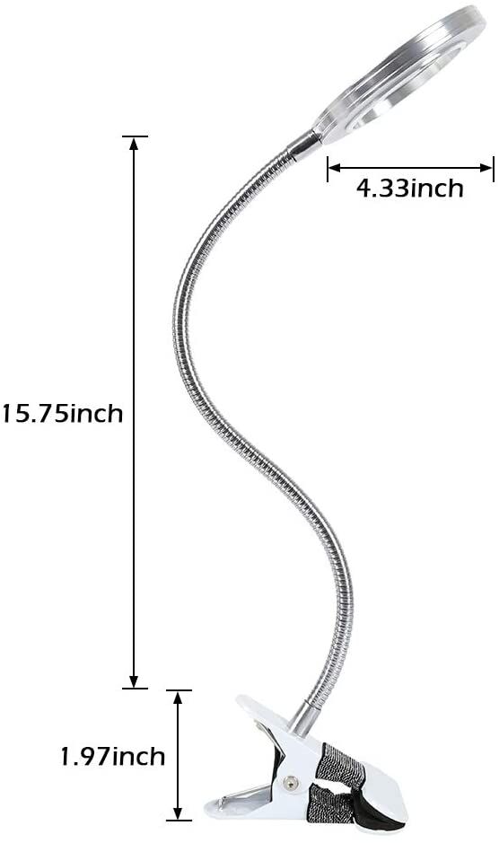 Lighting LED 8X Magnifying Lamp with Metal Clamp 360° Flexible Gooseneck and USB Plug Design for Tattoo, Manicure and Reading Price
