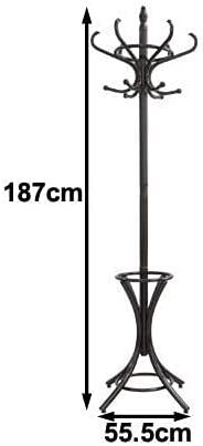 Brown Coat Rack with Stand Wooden Hat and 12 Hooks Hanger Walnut tree Price