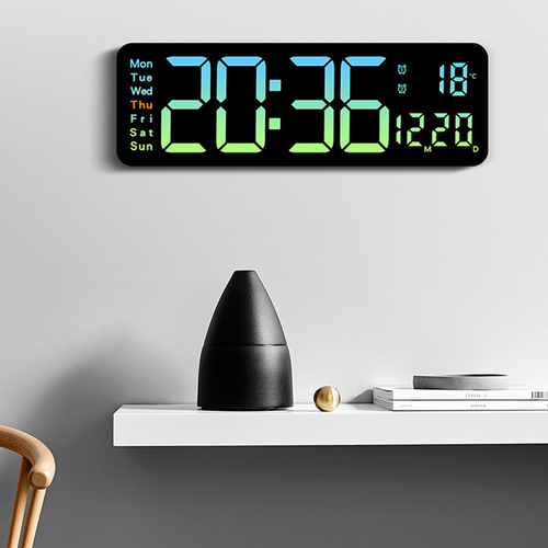 16" Green gradient color Large Digital Big Jumbo LED Wall Desk Clock Display With Temperature Calendar Price