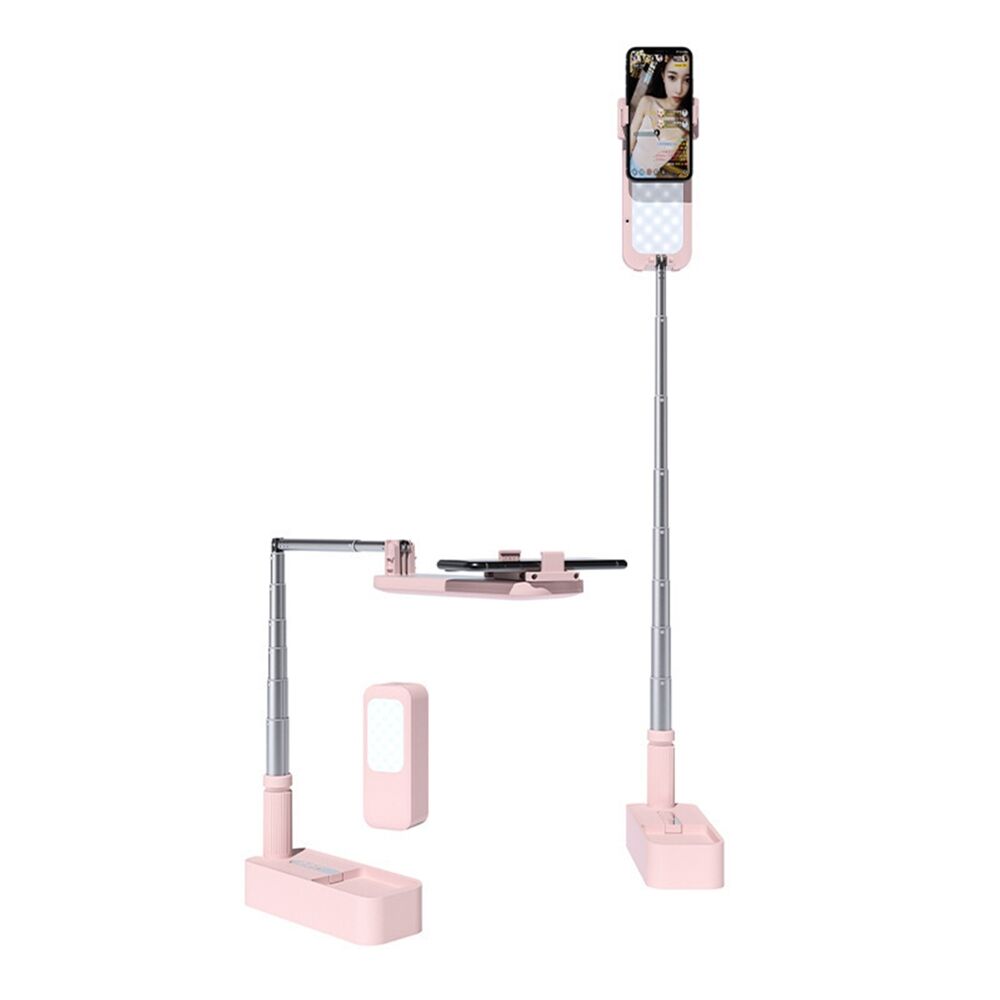 LED Portable Phone Holder Stand Wireless Remote Dimmable Selfie Fill Light Lamp Pink Price