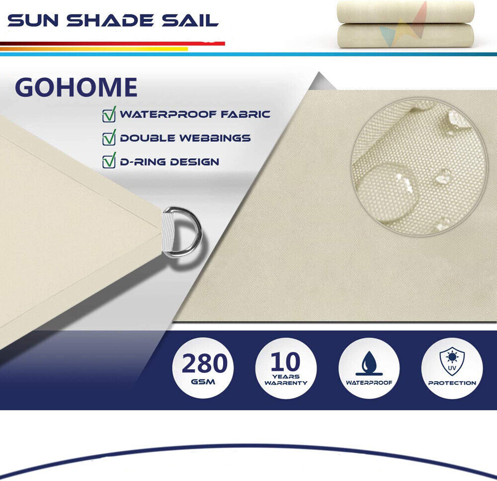 Heavy Duty Waterproof Sun Shade Sail Square Rectangle 320GSM HDPE 98% UV Block Price