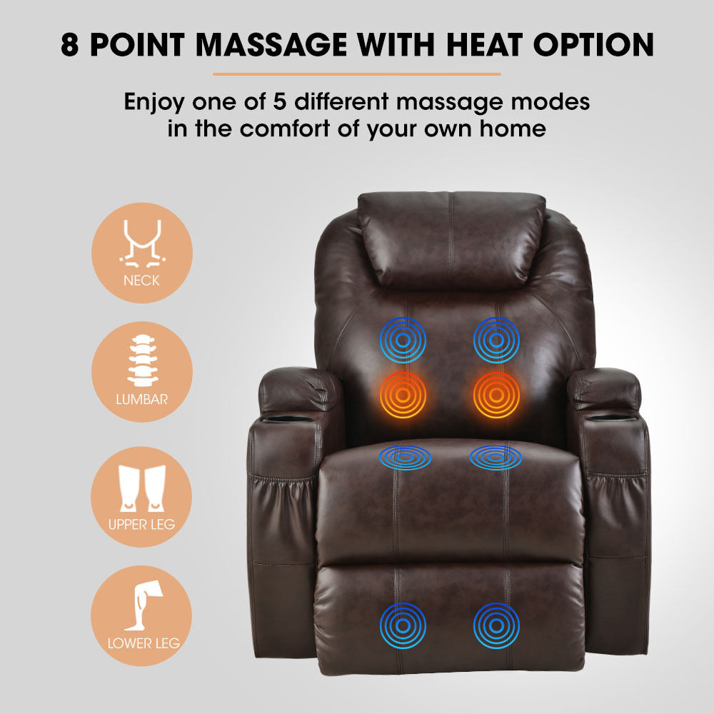 FORTIA Electric Massage Lift Recliner Chair Faux Leather 8 Point Massage Heating, Dark Crimson Price