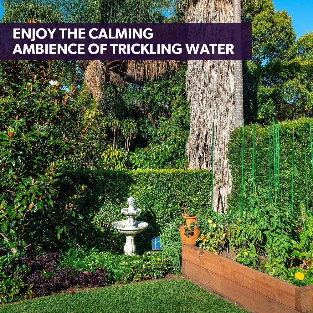 PROTEGE 3 Tier Solar Powered Water Feature Fountain Bird Bath - Light Grey Price