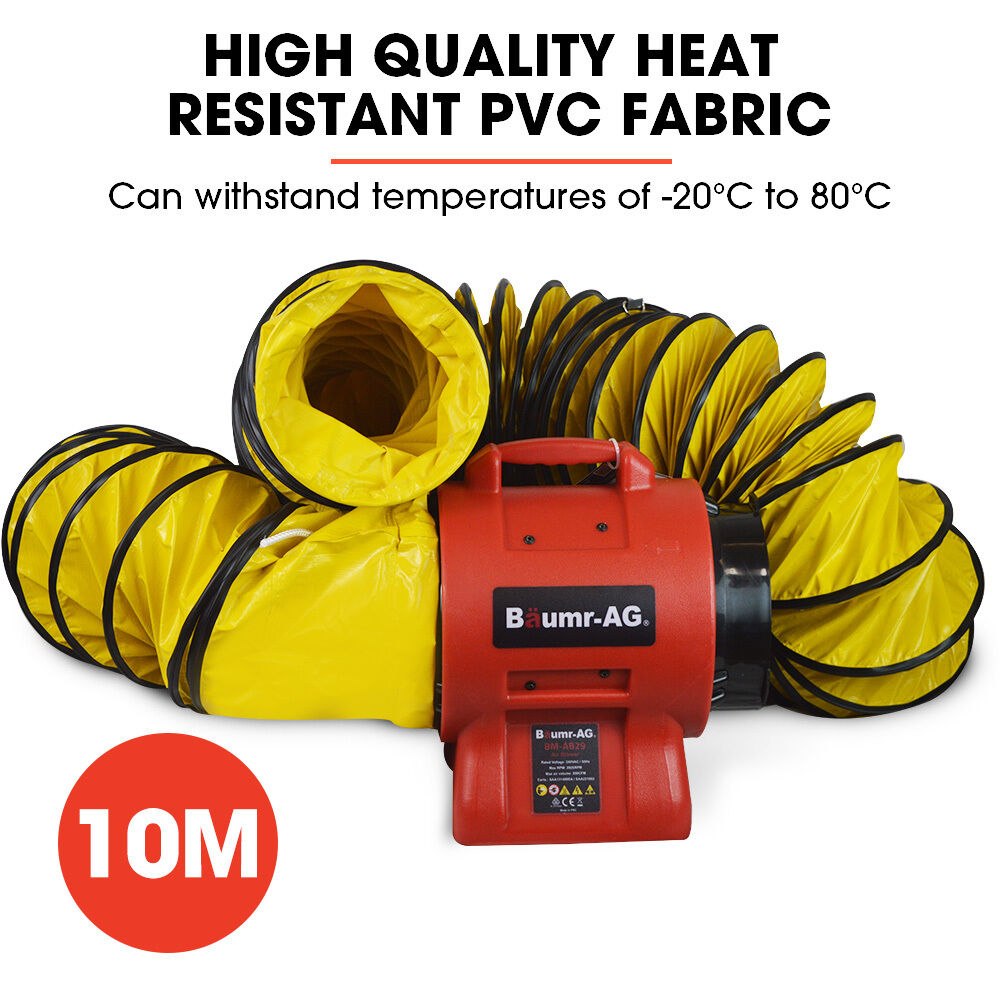 Baumr-AG 200mm (8 inch) Portable Axial Air Mover Blower Fan with 10m Ventilation Duct Price