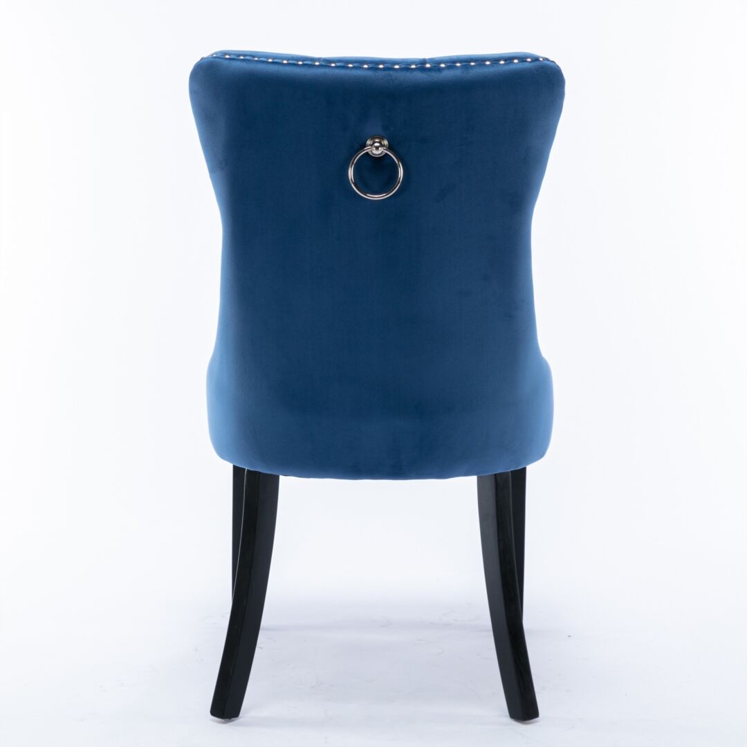6x Velvet Dining Chairs Upholstered Tufted Kithcen Chair with Solid Wood Legs Stud Trim and Ring-Blue Price