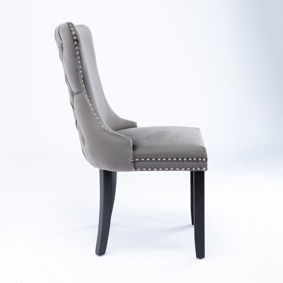 2x Velvet Upholstered Dining Chairs Tufted Wingback Side Chair with Studs Trim Solid Wood Legs for Kitchen Price