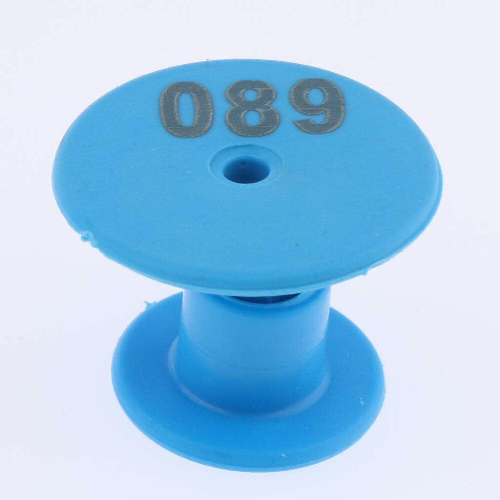 1-100 Cattle Number Ear Tags Set - Round Blue Pig Sheep Goat Livestock Labels Price