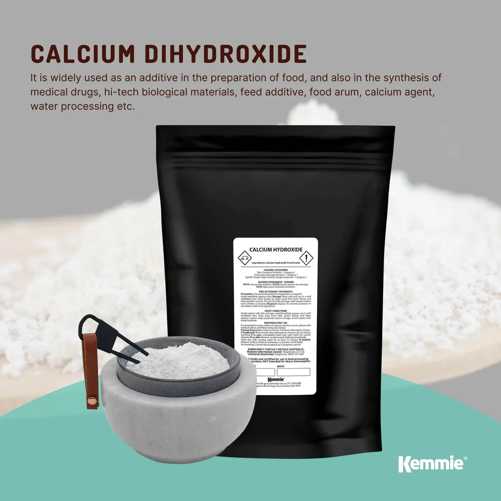 100g Food Grade Calcium Hydroxide Powder - FCC Hydrated Slaked Pickling Lime Price