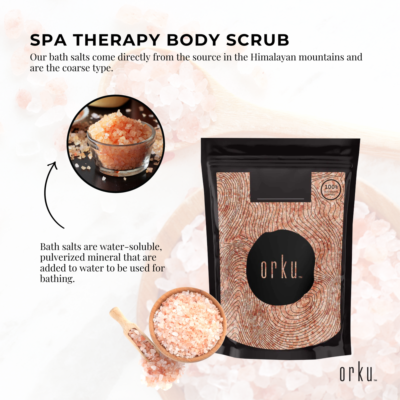 100g Pink Himalayan Bath Salts - Natural Crystal Rocks - Spa Therapy Body Scrub Price