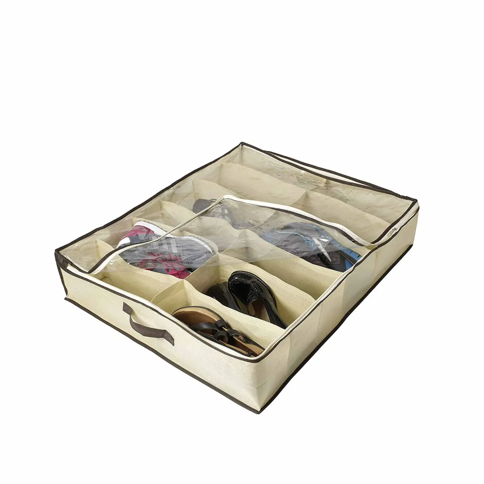 Shoe Organiser 12 Pair Under Bed Storage Zippered Breathable Wardrobe Closet Bag Price