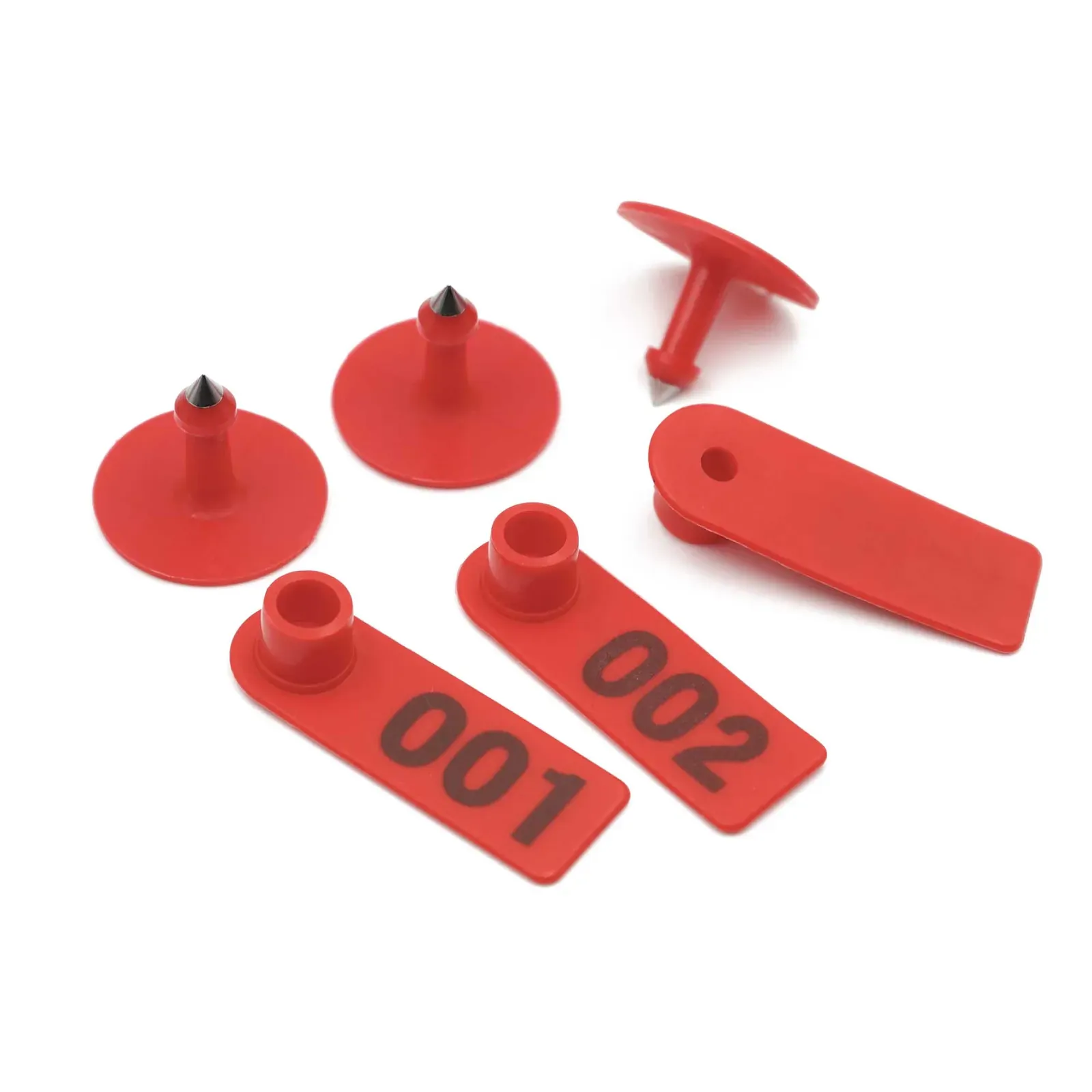 1-100 Cattle Number Ear Tag 5x2cm Set - Mini Red Cow Sheep Pig Livestock Label Price