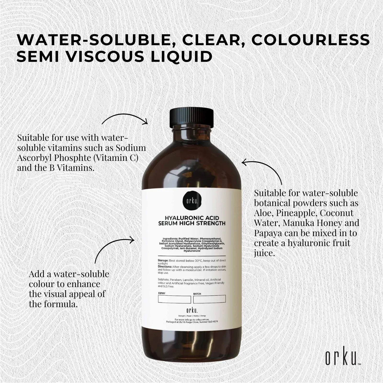 500ml Hyaluronic Acid Serum - High Strength Bulk Cosmetic Face Skin Care Price