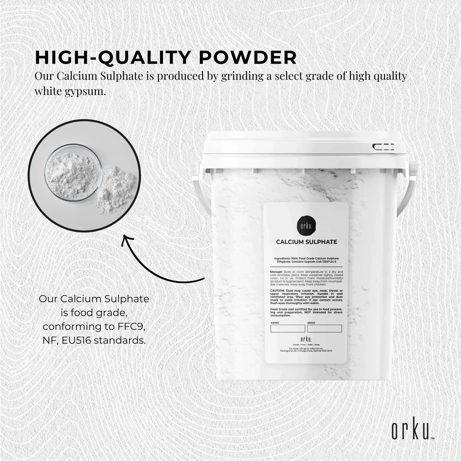 1Kg Calcium Sulphate Gypsum Powder Bucket- Food Grade Hydrous Sulfate Price