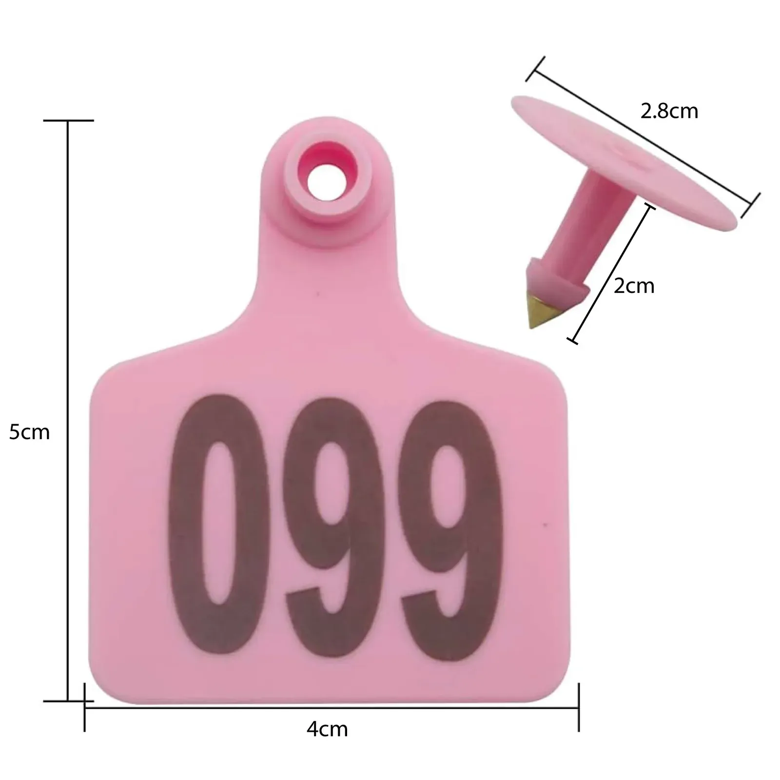 1-100 Cattle Number Ear Tags 5x4cm Set - Small Pink Pig Goat Livestock Label Price